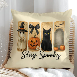 "Stanna på spaj" Halloween-penselpenselkatt Kudde