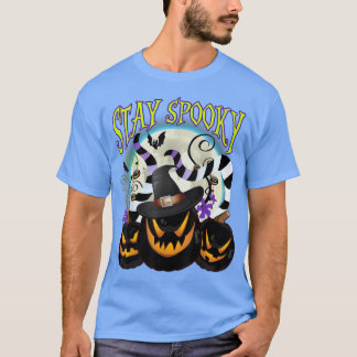 Stanna på Spooky Black Halloween Pumpkin Måne 2668 T Shirt
