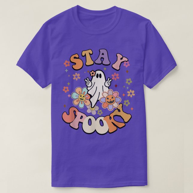 Stanna på Spooky Cute Blommigt Ghost Halloween T Shirt (Design framsida)