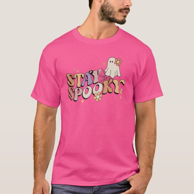 Stanna på Spooky Cute Creepy Ghost Flower Hallowee T Shirt (Framsida)