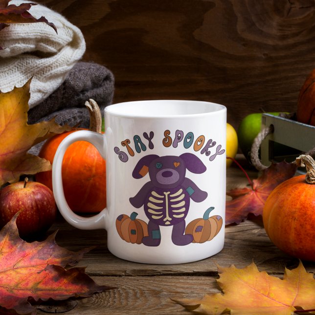 Stanna på Spooky Cute Skeleton Hund Halloween Kaffemugg (Skapare uppladdad)