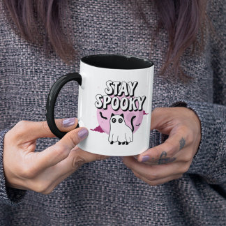 Stanna på Spooky Ghost Cat Mugg