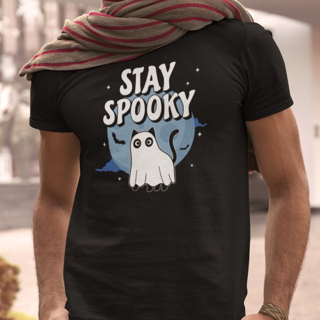 Stanna på Spooky Ghost Cat T Shirt (Skapare uppladdad)