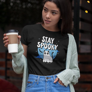 Stanna på Spooky Ghost Cat T Shirt