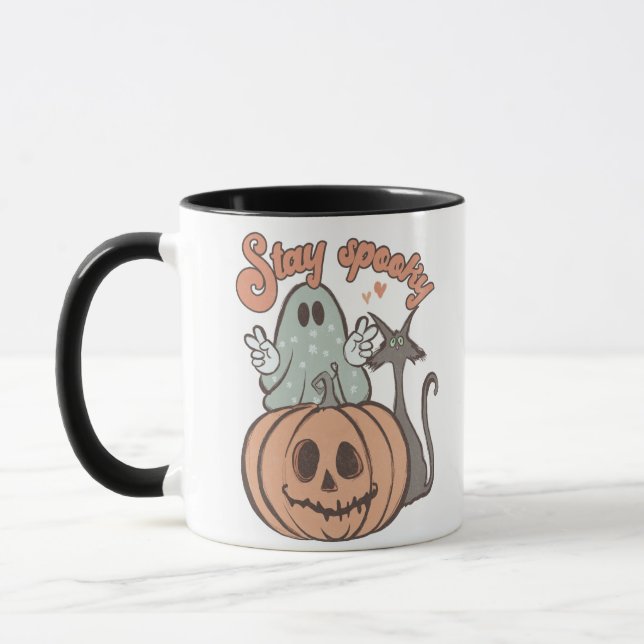 Stanna på Spooky Ghost Witch Pumpkin Halloween Mug Mugg (Vänster)