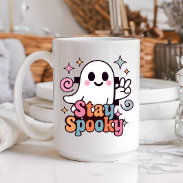 Stanna på Spooky Groovy Ghost Retro Pastel Hallowe Kaffemugg