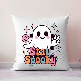 Stanna på Spooky Groovy Ghost Retro Pastel Hallowe Kudde