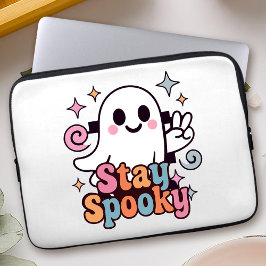Stanna på Spooky Groovy Ghost Retro Pastel Hallowe Laptop Fodral