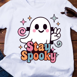 Stanna på Spooky Groovy Ghost Retro Pastel Hallowe T Shirt