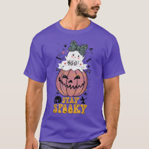 Stanna på Spooky Halloween Boo Girl Ghost Kids Pum T Shirt