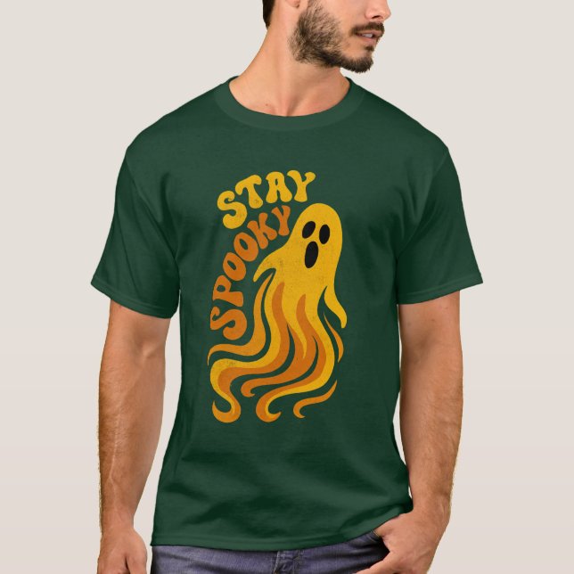 Stanna på Spooky Halloween Ghost T Shirt (Framsida)