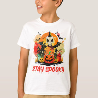 Stanna på Spooky Halloween Kids T Shirt