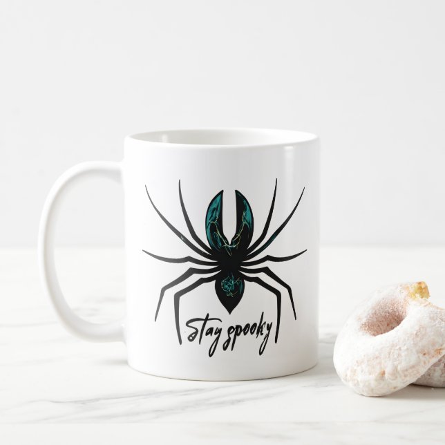 Stanna på Spooky Halloween Spider Kaffemugg (Med munk)