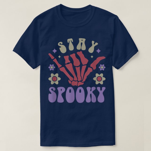 Stanna på Spooky Retro Groovy Halloween-utbyggnads T Shirt (Design framsida)