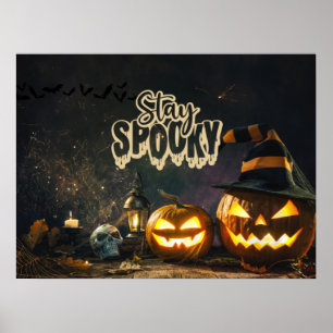 Stanna på Spooky Scary Halloween Natt Helgdag Poster