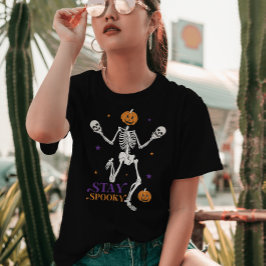 Stanna på Spooky Skeleton T Shirt