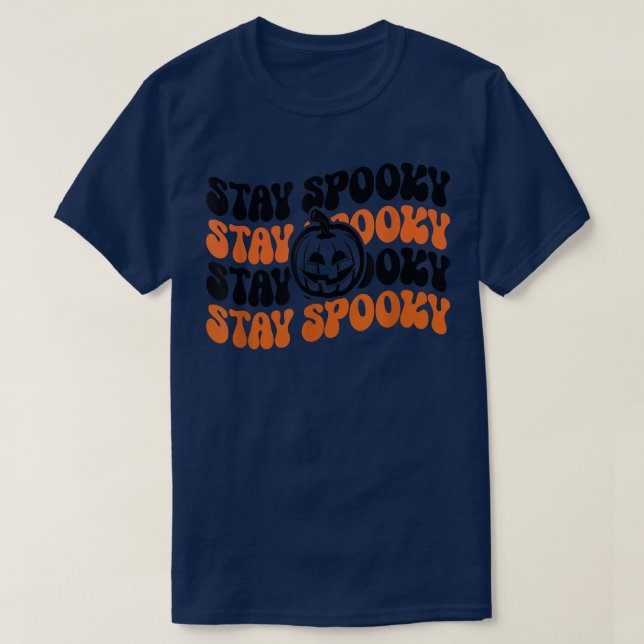 Stanna på SpookyGroovy Retro HalloweenSpooky Vibes T Shirt (Design framsida)