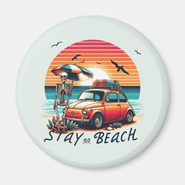 Stanna på stranden - Retro Vibes - Skeleton Magnet (Framsidan)
