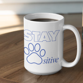 Stanna Pawsitiv i Blå Kaffemugg