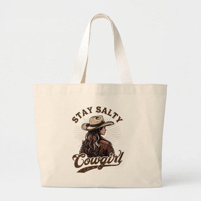 Stanna Salty Cowgirl Tote Bag | Western Retrobuss Jumbo Tygkasse (Framsidan)