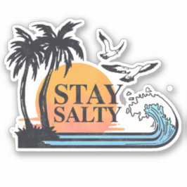Stanna Salty Sol Sommaren Handflatan Träd Vågar Fi Klistermärken
