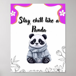 Stanna som en panda - Cute Kawaii Panda Wall A Poster