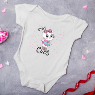 Stanna Söt Baby Liten Katt Hjärta Tjej T Shirt