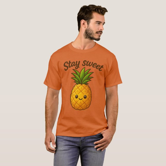Stanna sötad - Cute Pineapple T Shirt (Hel framsida)