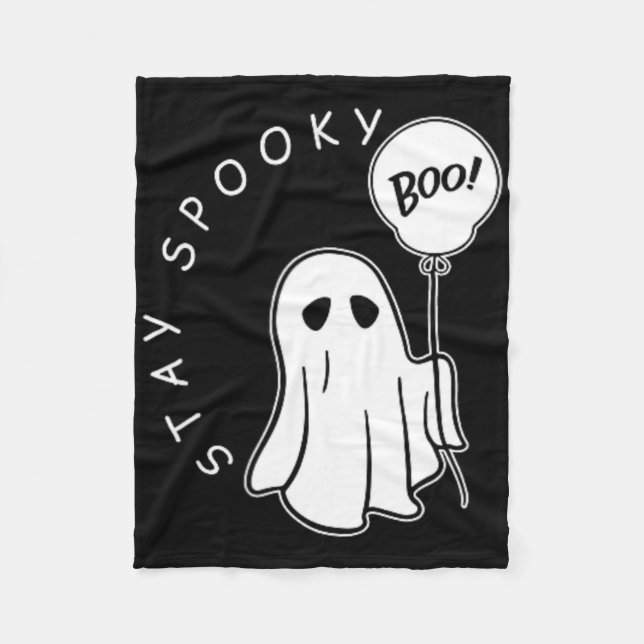 Stanna Spooky Boo Cute Ghost Halloween-talessäsong Fleecefilt (Framsidan)