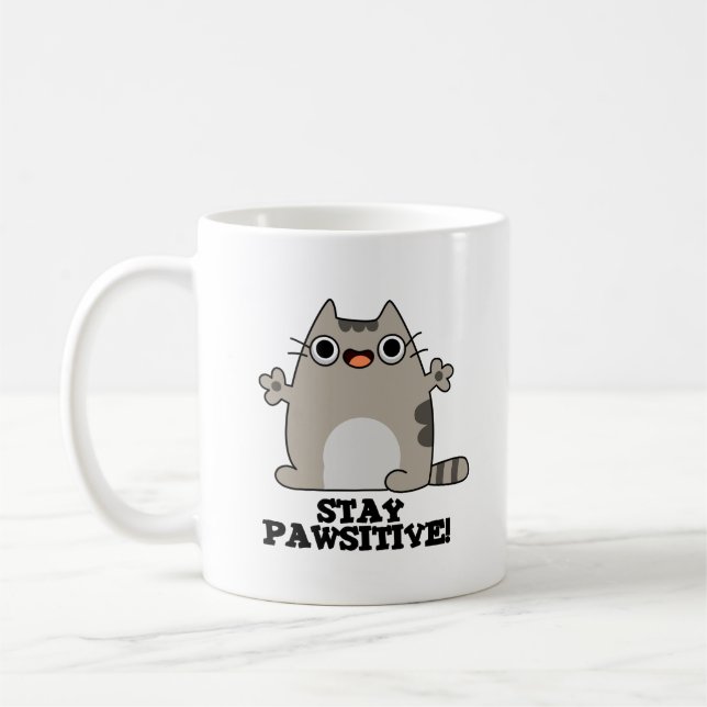 Stanna Tass-sitive Funny Cat Pun Kaffemugg (Vänster)