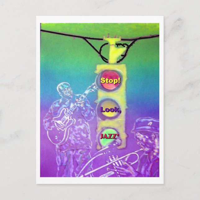 Stanna! Titta. Jazz * vykort (Framsida)