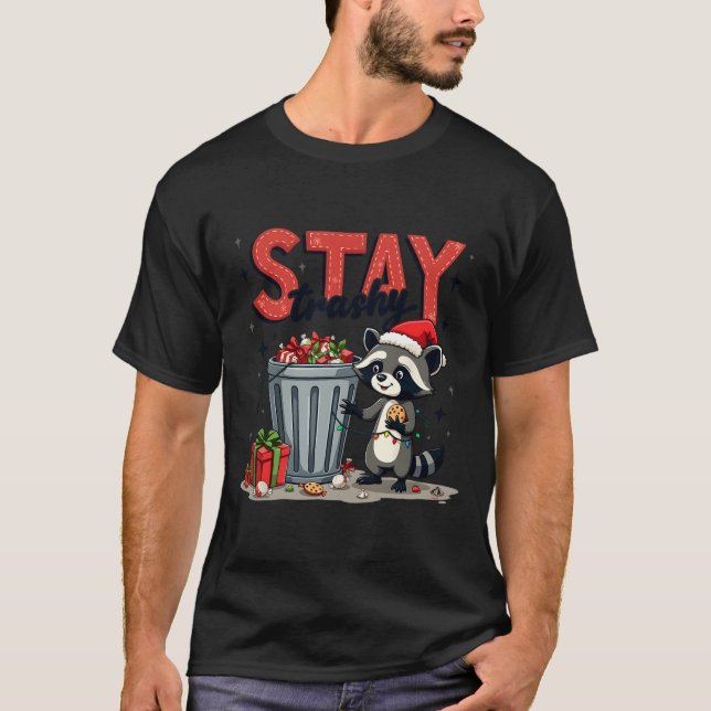 Stanna Trashy Funny Racoon Meme God jul Anim T Shirt (Framsida)