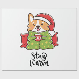Stanna varm jul Corgi Santa Hat Helgdag Presentpapper