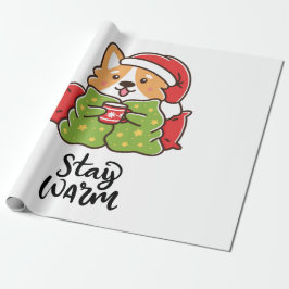 Stanna varm jul Corgi Santa Hat Helgdag Presentpapper