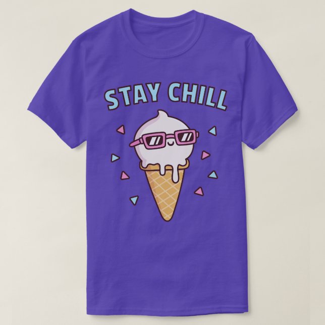 Stanna vid Chill Vanilla Ice Cream med solglasögon T Shirt (Design framsida)