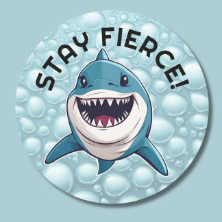 Stanna vid Fierce! Smiling Shark Runt Klistermärke