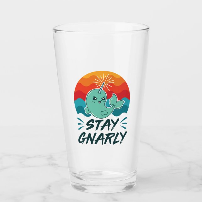 Stanna vid Gnarly Cute Narwhal Narwhals Älskare Glaskopp (Framsida)