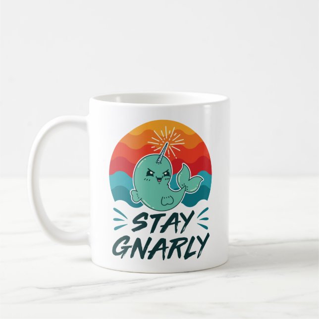 Stanna vid Gnarly Cute Narwhal Narwhals Älskare Kaffemugg (Vänster)