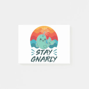 Stanna vid Gnarly Cute Narwhal Narwhals Älskare Post-it Block