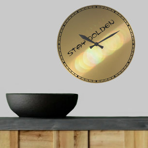 Stanna vid Golden med Anpassadet Refracted Guld Li Stor Klocka