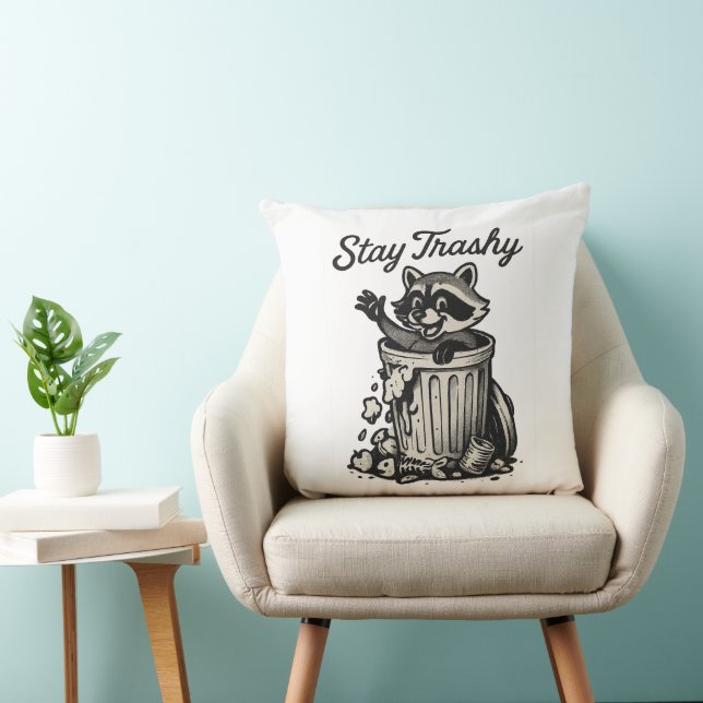 Stanna vid Trashy Raccoon-kudden Kudde (Stol)