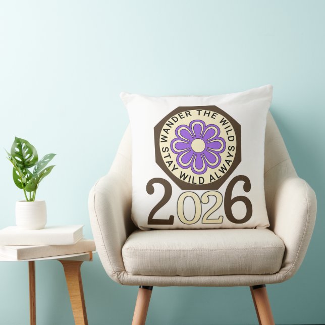 Stanna Vild Alltid 2026 Retro Blommig Design Kudde (Stol)