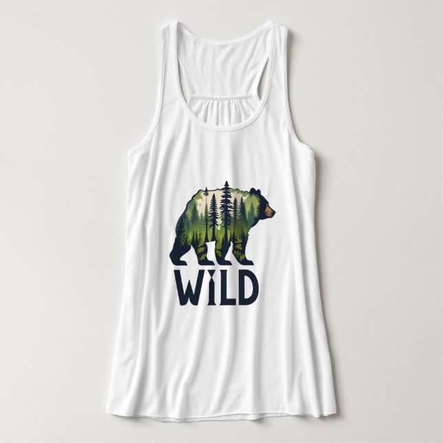Stanna Vild Bear Tee - Äventyr Awaits! Linne Med Racerback (Design framsida)