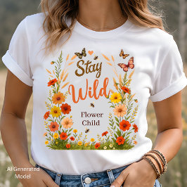 Stanna Vild Blomma Barn Boho Blommig Grafisk T Shirt