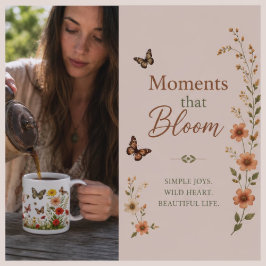 Stanna Vild Blomma Barn Boho Blommor och Bin Kaffemugg