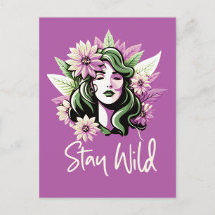 Stanna Vild Blomma Barn Vykort