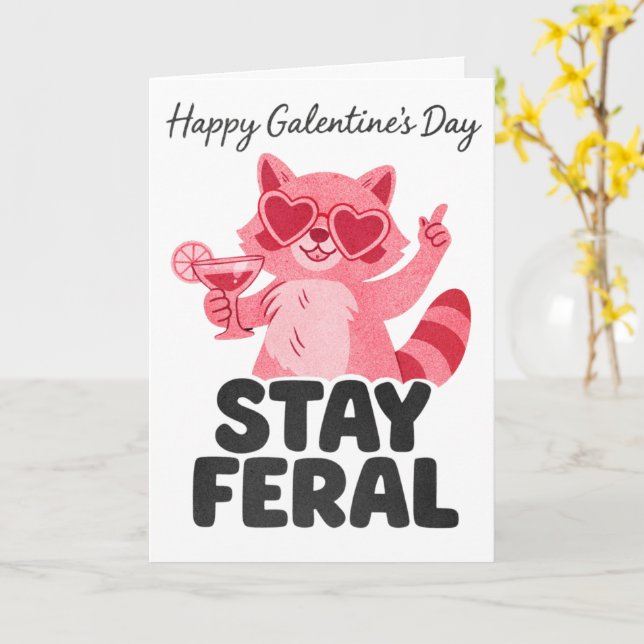 Stanna Vild Galentines Tvättbjörnskort Kort (Gul blomma)