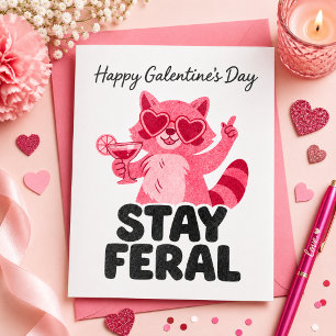 Stanna Vild Galentines Tvättbjörnskort Kort