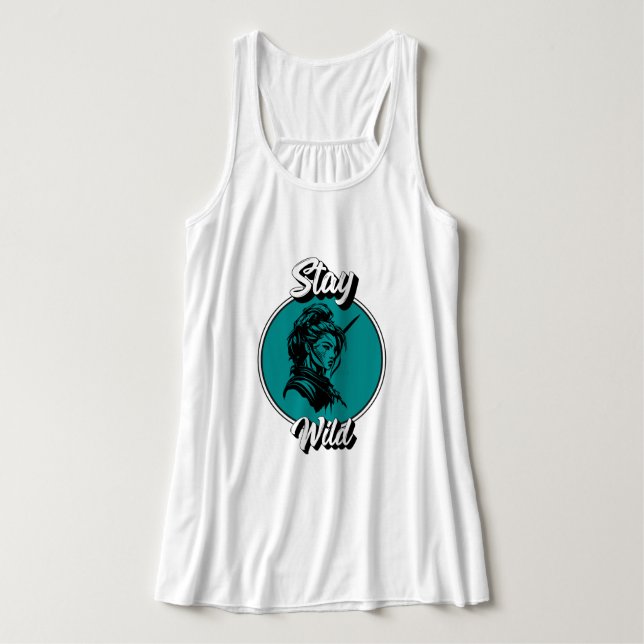 Stanna Vild | Japansk Samurai Girl Linne Med Racerback (Design framsida)