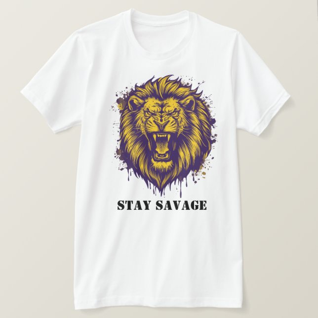 Stanna Vild Lejon Grafisk Vild Alpha Lejon T Shirt (Design framsida)